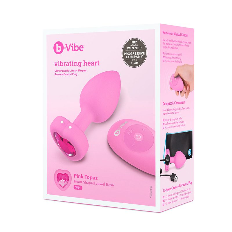 A01703B BVibe VibratingHeartPlugPink 01