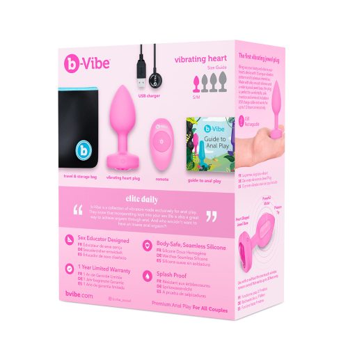 A01703B BVibe VibratingHeartPlugPink 12